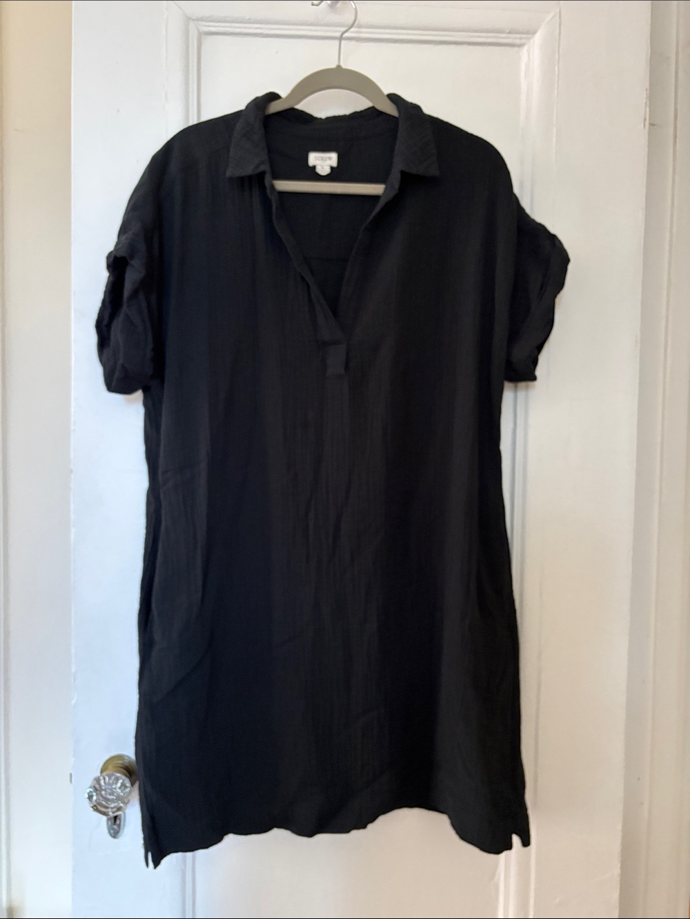 J. crew factory black cotton short dress with two side pockets